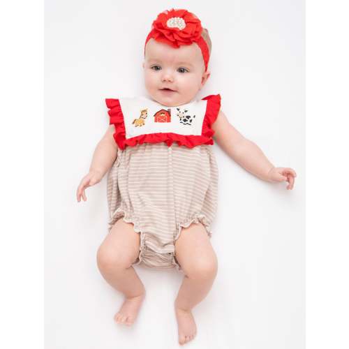 Barnyard Fun Embroidered Ruffle Bubble