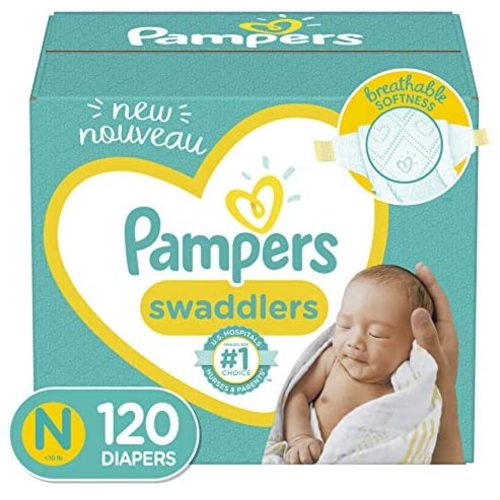 Baby Diapers Newborn/Size 0 (< 10 lb), 120 Count - Pampers Swaddlers, Giant Pack (Packaging May Vary) - Size 4