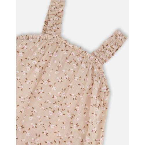 Eyelet Dress, Beige And Small Flowers - Deux par Deux | Maisonette