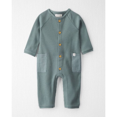 Baby Organic Cotton Waffle Knit Button-Down Jumpsuit - Little Planet | Carter's