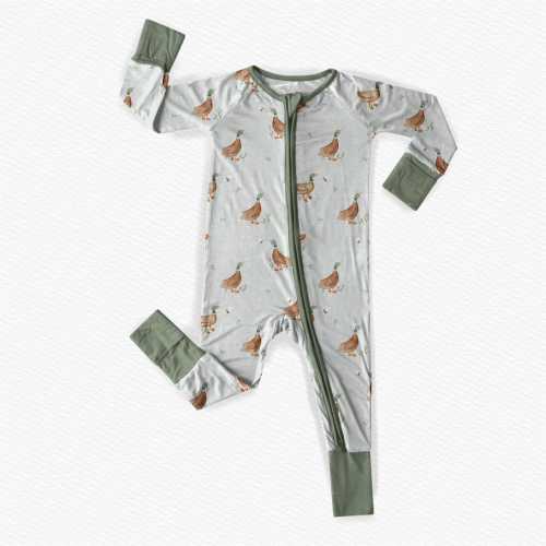 Bamboo Duck Baby Outfit with Zipper, Little Duckling Coming Home Outfit, Baby Boy Sleeper