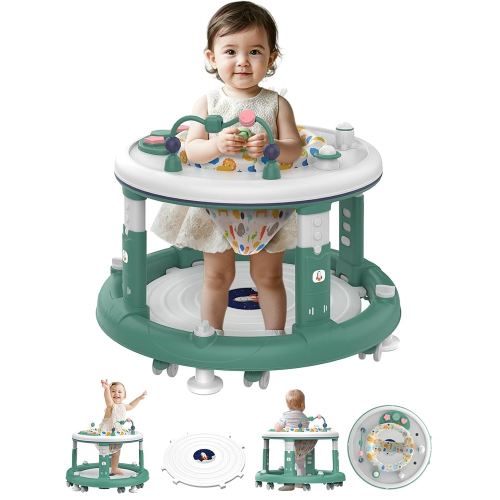 Baby Walker, Baby Jumper Activity Center, Baby Walkers and Activity Center, Baby Walker with Wheels for Boys Girls, Features 360 Degree Swivel Seat, Bounce Footpad for 6-18 Month(Green)