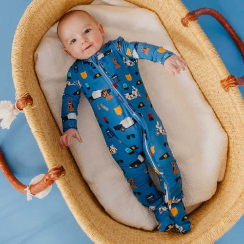 Bamboo Zip-Up Footie Pajama - Police Officer
