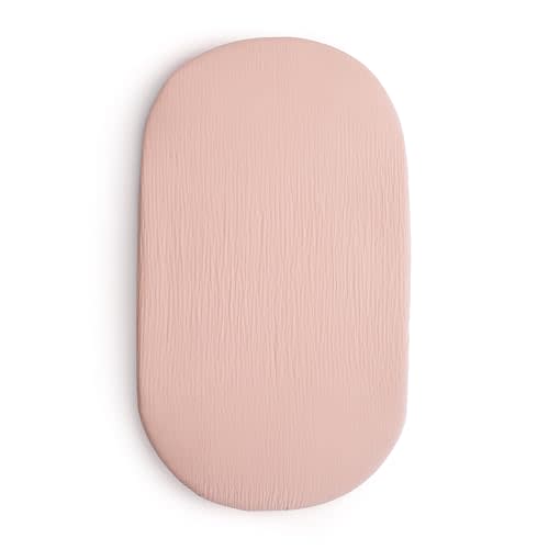 mushie Stretchy & Soft Bassinet Crib Sheet | Fitted 16" x 30" (Blush)