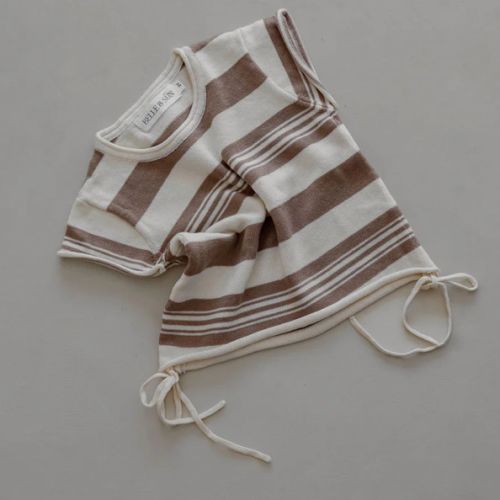 Gathered Knit Tshirt | Earth Stripe