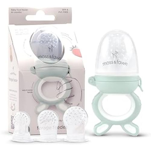 Forage Feeder, Soothing Silicone Frozen Baby Food Teething Toy, Pacifier Fruit Feeder and Teether, BPA, PVC and Phthalate Free - Fern
