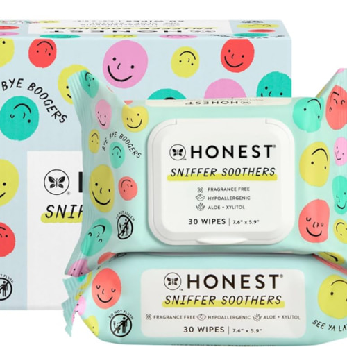 The Honest Company Plant-Based Snot Removing Wipes | Soothing Nose + Face Wipes with Aloe | Hypoallergenic for Sensitive Skin, EWG Verified | Fragrance Free, 60 Count