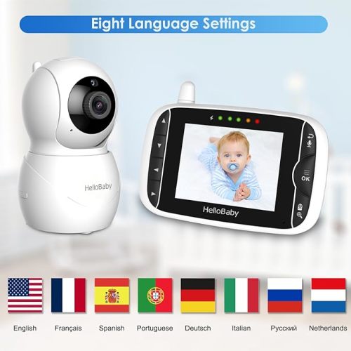 HelloBaby Monitor with Camera and Audio, IPS Screen LCD Display Video Baby Monitor No WiFi Infrared Night Vision, Temprature Screen Lullaby, Two Way Audio and VOX Mode (HB66pro)