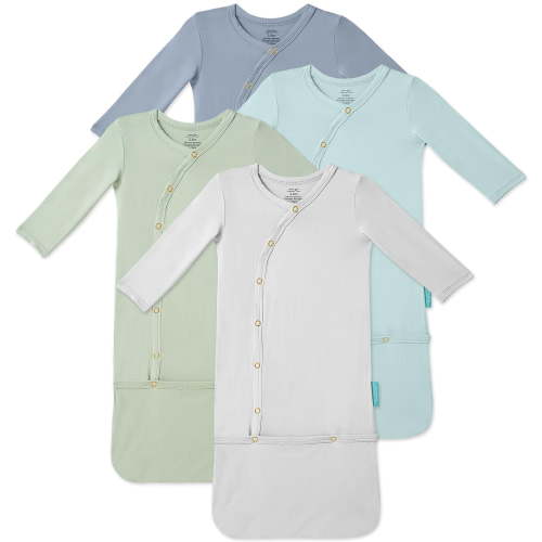 Supersoft Baby Sleeper Gowns, 4-Pack Premium Bamboo Viscose Infant Nightgown Sleepers Preemie Newborn Snap Bundles