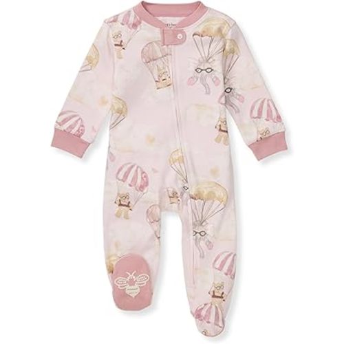 Burt's Bees Baby Girls Footed One-Piece Pajamas, Sleep and Play Loose Fit, 100% Organic Cotton, Sizes NB to 6-9 Months