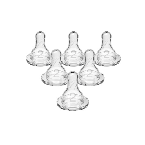 Dr. Brown’s Natural Flow Level 2 Narrow Baby Bottle Silicone Nipple, Medium Flow, 3m+, 100% Silicone Bottle Nipple, 6 Count