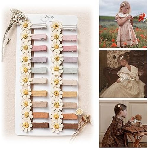 Hair Clips for Girls Women Toddler Baby,Assorted 20Pcs Flower Daisy Fabric Fully Lined Small Alligator Clips Hair Accessories for Teens Child Kids with Thick Thin Hair Gifts