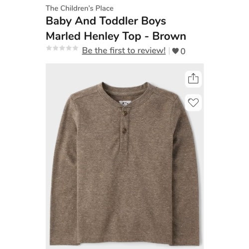 Baby And Toddler Boys Long Sleeve Marled Henley Top - BROWN | The Children's Place