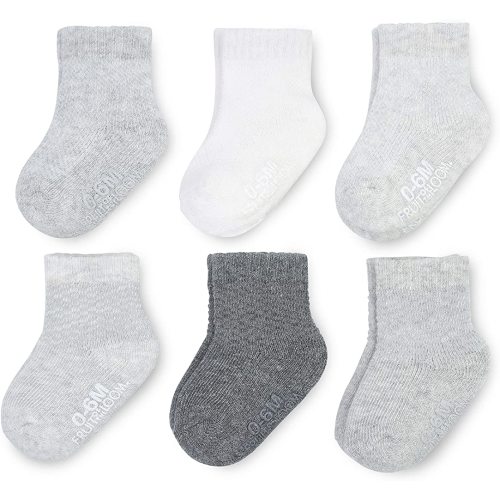 Fruit of the Loom Baby 6-Pack All Weather Crew-Length Socks, Mesh & Thermal Stretch - Unisex, Girls, Boys