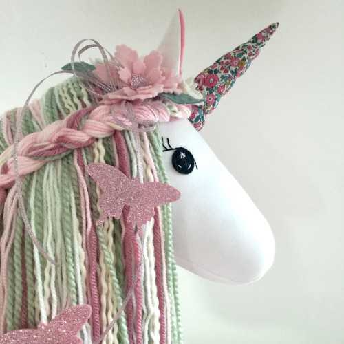 unicorn wall head , unicorn decoration, handmade unicorn, rainbow unicorn, faux taxidermy, soft sculpture, horse , Pegasus , childs interior