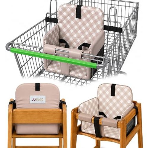 Shopping Cart Seat Cover for Baby, Beige Checkered