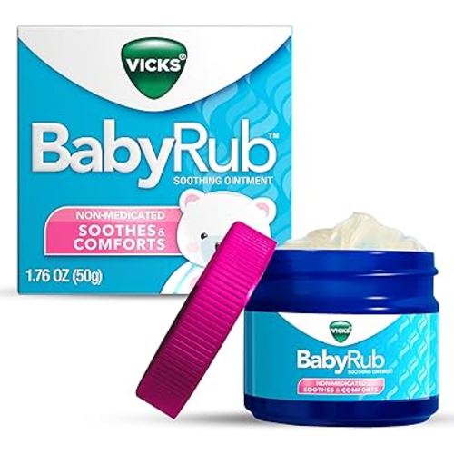 Vicks BabyRub Chest Rub Ointment with Soothing Aloe, Eucalyptus, Lavender, and Rosemary, from the makers of VapoRub, 1.76 oz