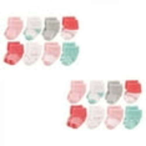 Luvable Friends Infant Girl Newborn and Baby Terry Socks, Coral Dot 16-Piece, 0-6 Months