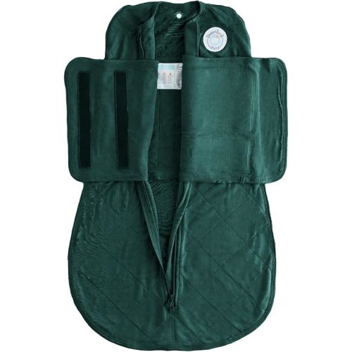 DREAMLAND BABY Bamboo Viscose Swaddle Sleep Sack (0-6 Months). Ultra Soft Swaddle Blanket w/Built in Band. 97% Viscose, 3% Spandex (Forest)