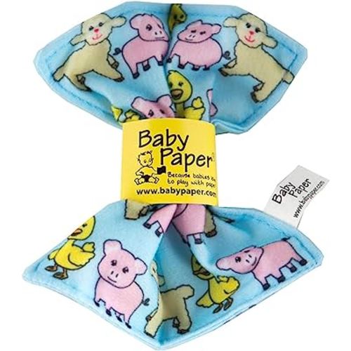 Original Baby Paper - Crinkle Teether and Sensory Toy for Babies and Infants | Farm Animal Print | Non-Toxic, Washable | Great for Baby Showers