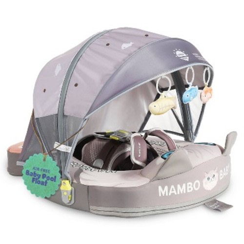 Mambobaby Innovative Explorer Baby Pool Float with Canopy Novelty Float - Cat Gray
