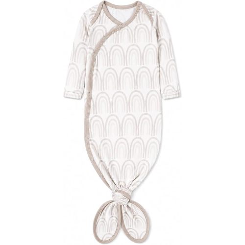 Copper Pearl Baby Gown - Knotted Newborn Sleepers for Baby Boy and Girl, Soft Stretchy Long Sleeve Infant Gowns with Bottom Tie and Hand Mittens, Perfect Hospital Coming Home Outfit (Bliss)