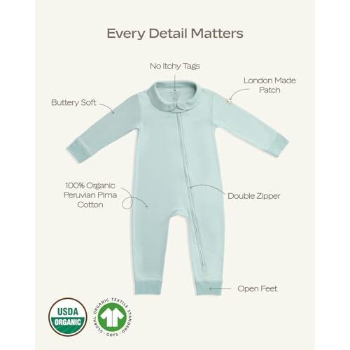 9-12M, MON CHOU Organic Footless Baby PJs – 100% Pima Cotton, Ultra Soft, Lightweight & Breathable All-Season Sleepers