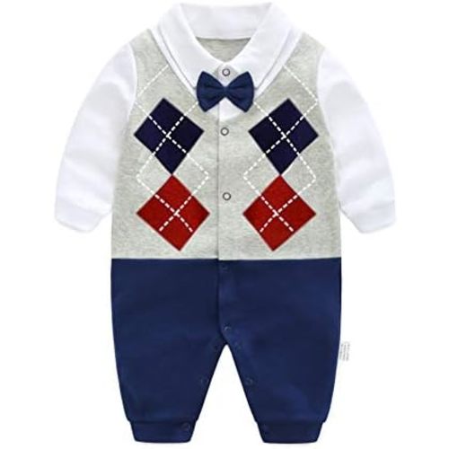 GORBAST Newborn Baby Boys' Gentleman Romper Clothes Suit Long Sleeve Jumpsuit Outfit with Bow Tie