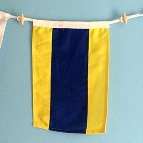 Nautical Signal Flag 10" x 15" - Indoor/Outdoor Use - Double Stitch Construction with Wooden Toggle & Cordage Loop - Spell Names, Dates & Coordinates - Maritime Alphabet Flags for Boats