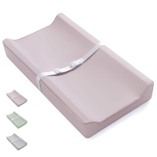 Blissful Diary Vegan Leather Baby Changing Pad with Waterproof & Wipe-Clean PU Cover, Standard Size Cozy Diaper Changing Pad for Dresser and Table, Taupe