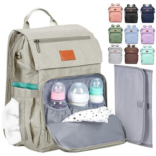 PILLANI Baby Diaper Bag Backpack - Baby Bag for Boys & Girls - Diaper Backpack - Large Travel Diaper Bags w/Changing Pad - Baby Registry Search & Baby Shower Gifts - Newborn Baby Essentials Must Haves