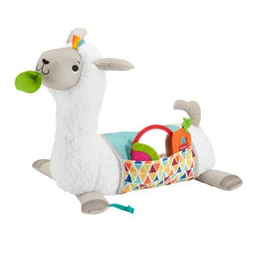 Fisher-Price Grow-with-Me Tummy Time Plush Llama with 3-Toys