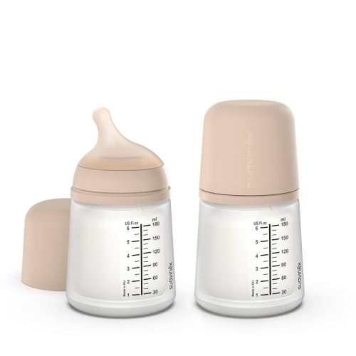 Suavinex Zero Zero Anti Colic Baby Bottle, No 1 Spanish Baby Bottle Brand, Minimizes Bottle Rejection & Nipple Confusion, Perfect for Combo Feeding, 2pk, 6oz/180mL, Light Tone, Adaptable Flow Nipple