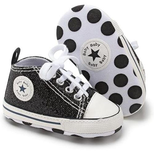 Unisex Baby Girls Boys Canvas High-top Shoes, Newborn Infant Anti-Slip Soft Sole Frist Walking Breathable Sneakers