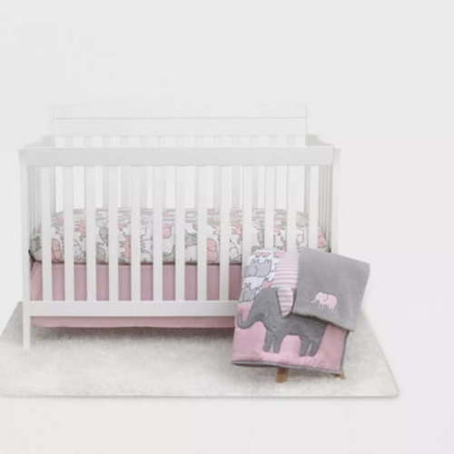 Carters Just One You 4 Piece Elephant Pink Comforter Bedding Set, Crib