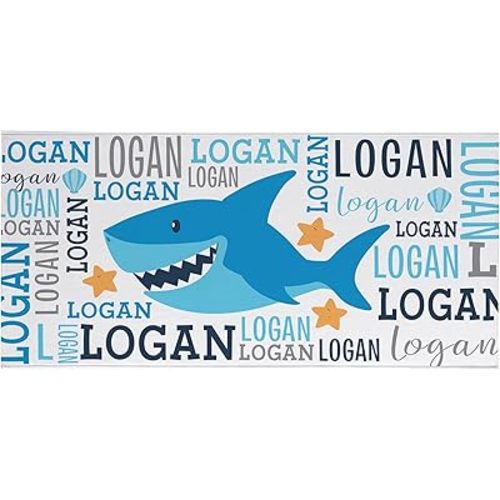 Let's Make Memories Personalized Beach Towel - Colorful Shark Design - Unique Pool Towel for Kids of All Ages - Standard Size - Cotton/Poly Blend