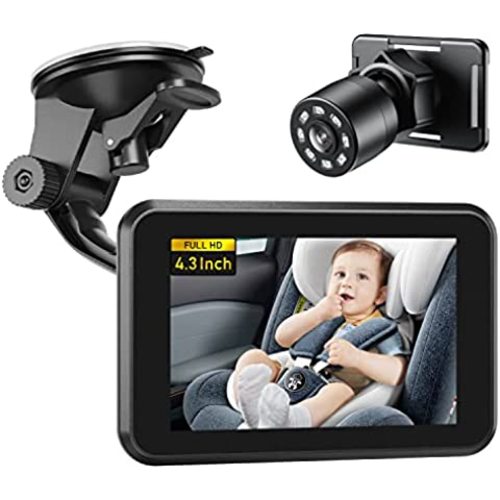 AMTIFO Baby Car Camera Easy Install: Clear Night Vision 2Mins Plug-Play Backseat Camera 360 Rotation Rear Facing Car Baby Monitor with Camera