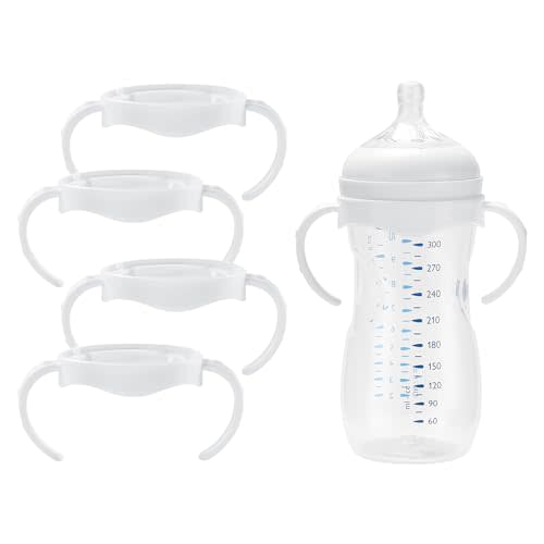 (4 Pack Bottles Handles for Philips Avent Natural Baby Bottle, Quick Install & Easy for Little Hands to Hold, White
