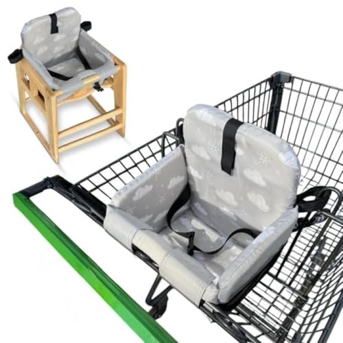 Shopping Cart Seat Cover for Baby - Grey Clouds | Washable Reusable Cart Seat Protector, Unisex Portable Baby Cart Seat for Baby Girl & Boy, Soft Infant Seat Cover