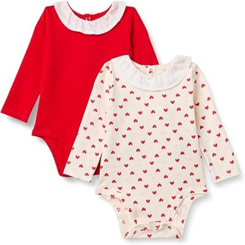 Amazon Essentials x Sofia Grainge Baby Girls' Long-Sleeve Ruffle Collar Bodysuit, Pack of 2