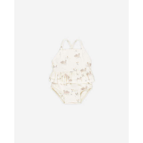 Ruffled One-Piece Swimsuit || Swans