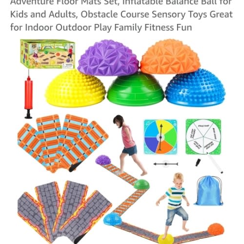 Amazon.com: Stepping Stones for Kids, Textured Balance Pods and Adventure Floor Mats Set, Inflatable Balance Ball for Kids and Adults, Obstacle Course Sensory Toys Great for Indoor Outdoor Play Family Fitness Fun : Toys & Games