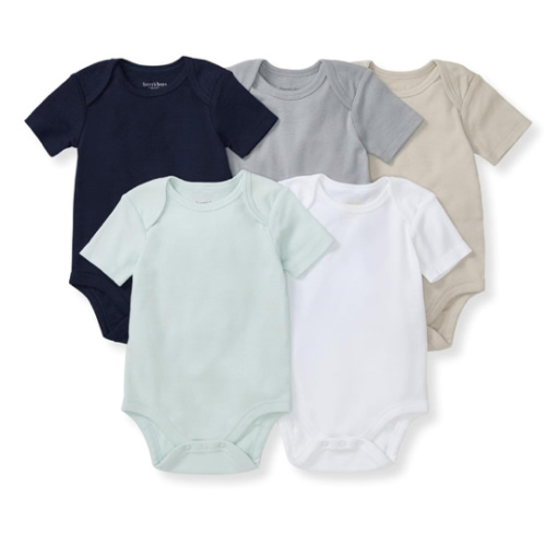Burt's Bees Baby Unisex Organic Cotton Short and Long Sleeve Bodysuits, 5-Pack