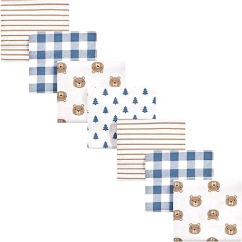 Hudson Baby Unisex Baby Cotton Flannel Receiving Blankets Bundle, Little Bear, One Size