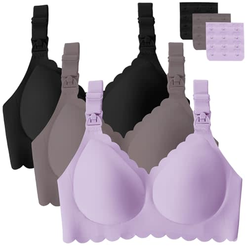 Gailife 3 Pack Nursing Bras for Breastfeeding Seamless Wireless Maternity Bras for Pregnancy Soft Sleep Breastfeeding Bra