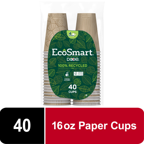 Dixie EcoSmart Disposable Paper Cups, 16 oz, Multi-Color, 40 Count