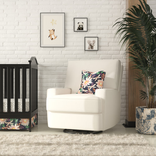 Baby Relax Rylan Swivel Glider Rocker Recliner Chair - White Linen