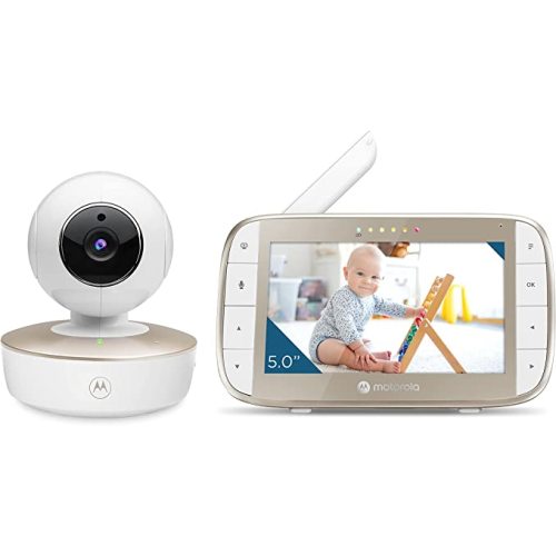 Motorola Baby Monitor - VM50G Indoor Video Baby Monitor with Camera, 1000ft Range 2.4 GHz Wireless 5" Screen, 2-Way Audio, Remote Pan, Tilt, Zoom, Room Temperature Sensor, Lullabies, Night Vision - 1 Camera