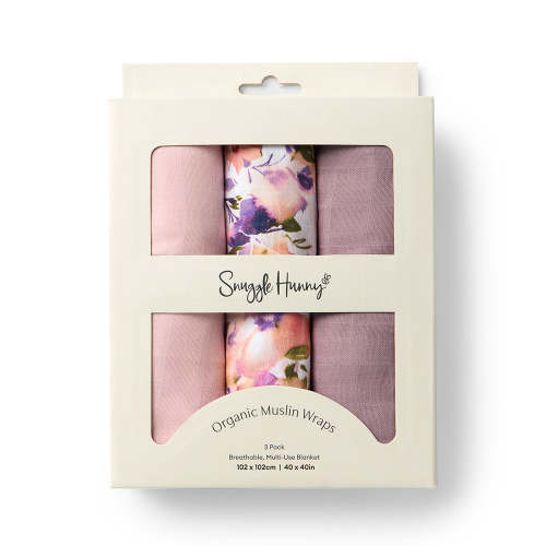 Large Organic Muslin Wraps 3 Pack - Blushing Beauty/Dusk/Fairytale