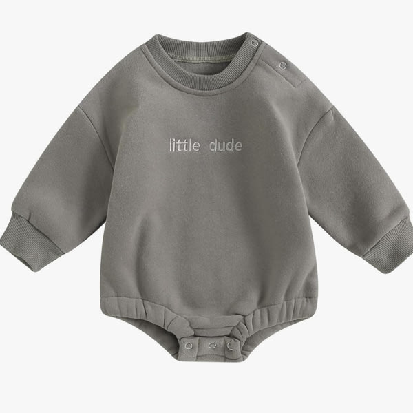 VISGOGO Newborn Infant Baby Boy Girls Oversized Romper Little Dude Sweater Onesie Coming Home Outfit Neutral Clothes